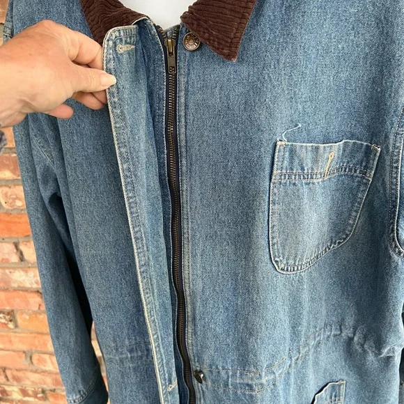 Denim&Co Blue and Brown Jean Jacket with Relaxed Fit - Picture 2 of 15
